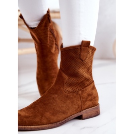 S.Barski Bottines Ajourées Femme Daim Camel Lemar brun 4