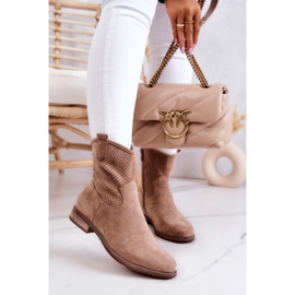 S.Barski Bottines Ajourées Femme Daim Beige Lemar 7