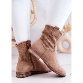 S.Barski Bottines Ajourées Femme Daim Beige Lemar 9