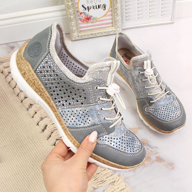 Rieker W N4255-12 chaussures de sport ajourées bleu 1
