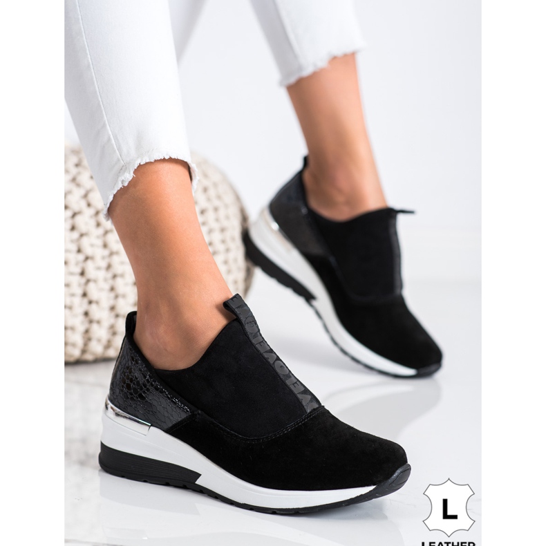 Filippo Baskets à enfiler en cuir le noir 1