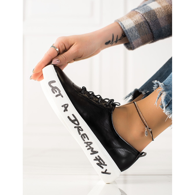 Goodin Baskets à la mode en cuir écologique le noir 1