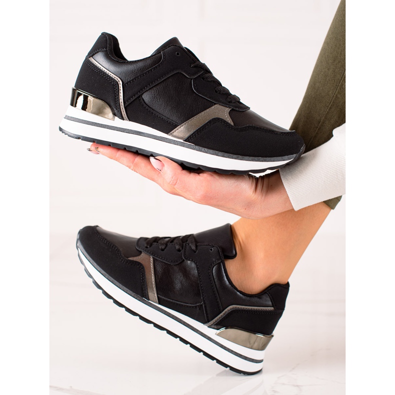 TRENDI Baskets noires sur la plateforme le noir 1