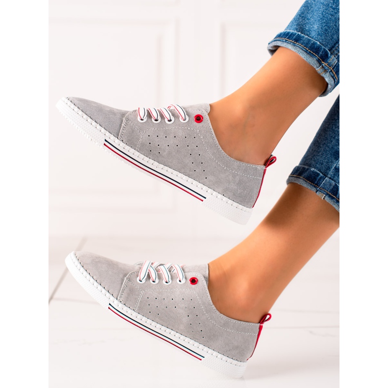 Filippo Baskets en cuir classiques gris 1