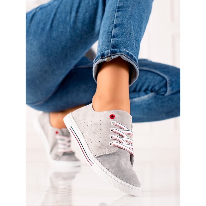 Filippo Baskets en cuir classiques gris 2