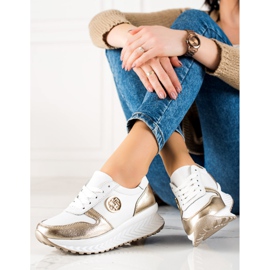 Filippo Baskets en cuir classiques blanche d'or 3