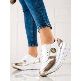 Filippo Baskets en cuir classiques blanc doré 1