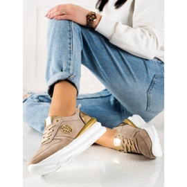 Filippo Baskets en cuir élégantes beige brun 1