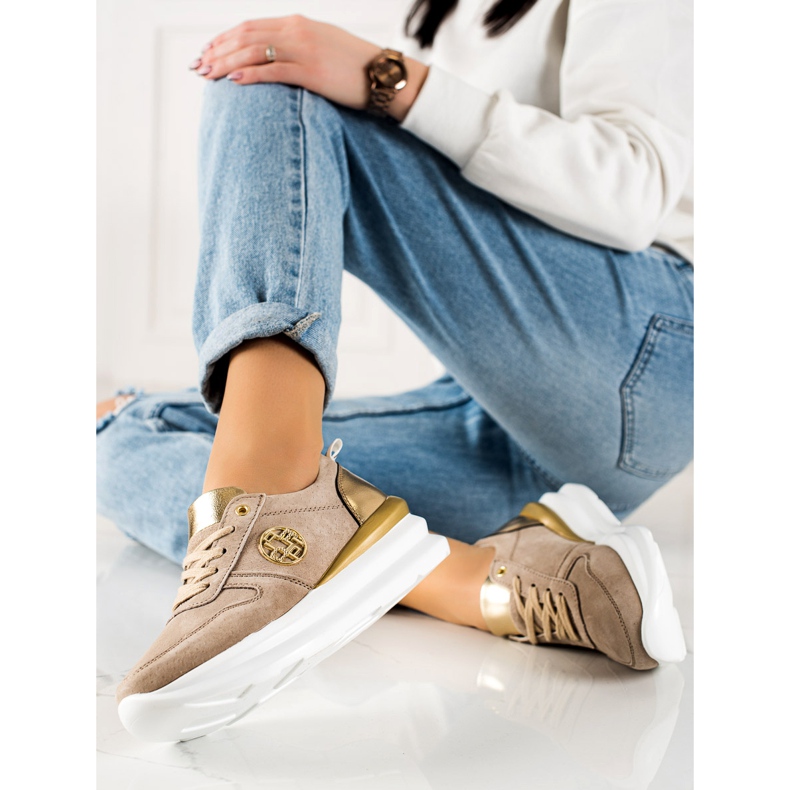 Filippo Baskets en cuir élégantes beige brun 1