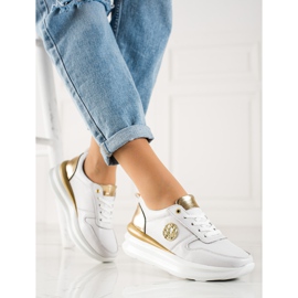 Filippo Baskets en cuir élégantes blanche d'or 1