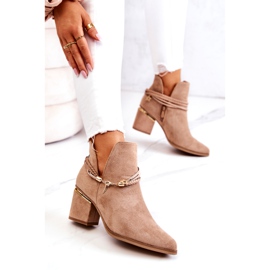 PS1 Inessa Bottes de cowboy en daim beige foncé à rayures 3