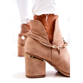 PS1 Inessa Bottes de cowboy en daim beige foncé à rayures 4