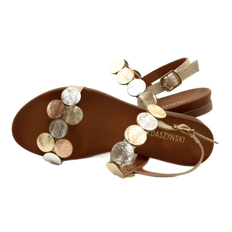 M.Daszyński Sandales roues dorées Daszyński MR1958-1 Or beige argent 4