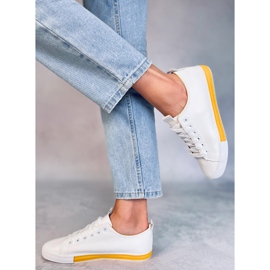 Baskets femme blanches Twerd Jaune 2