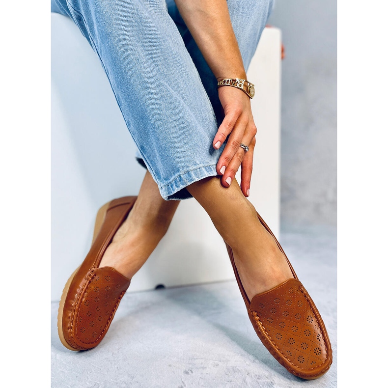 Mocassins femme Cukki Camel ajourés brun 2