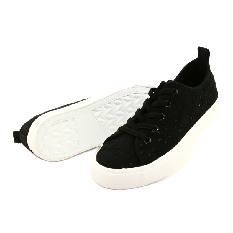Atletico Les baskets des filles glissent-dans la dentelle wy20763 noir le noir 3