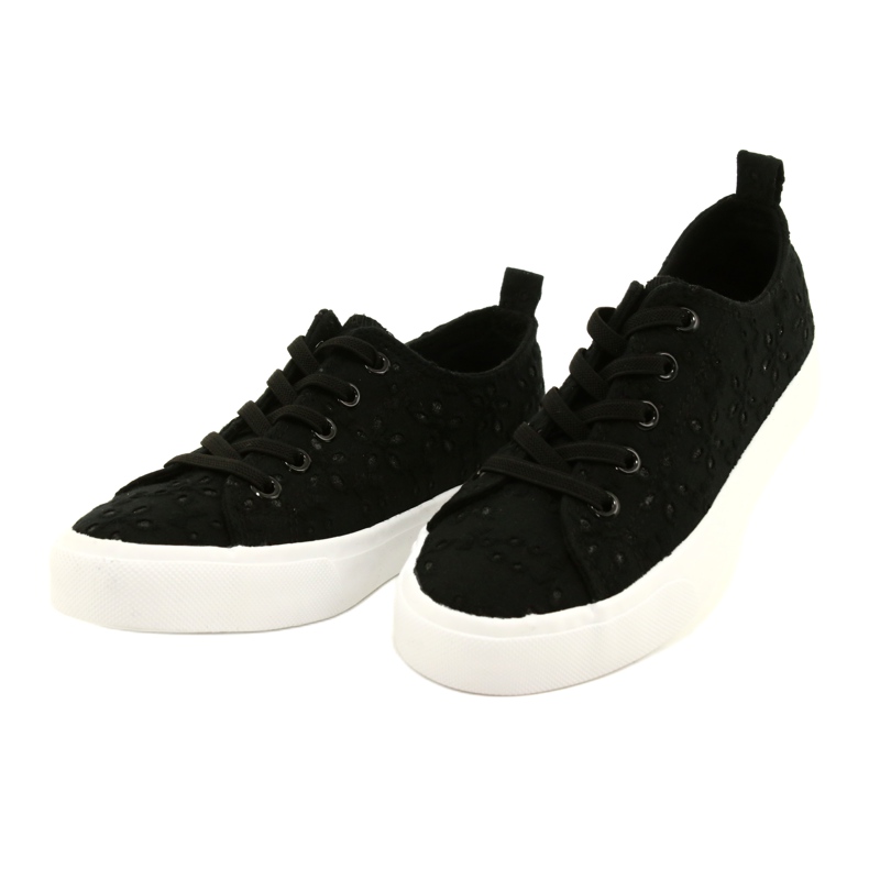 Atletico Les baskets des filles glissent-dans la dentelle wy20763 noir le noir 2