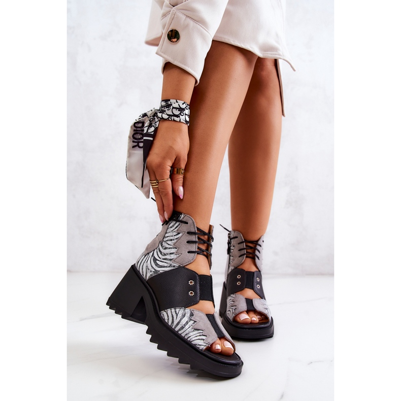 Maciejka 05321-03 Bottines en Cuir Gris et Noir le noir argent 1