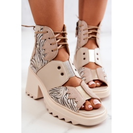 Bottines Cuir a Fermeture Maciejka 05321-04 Beige 1