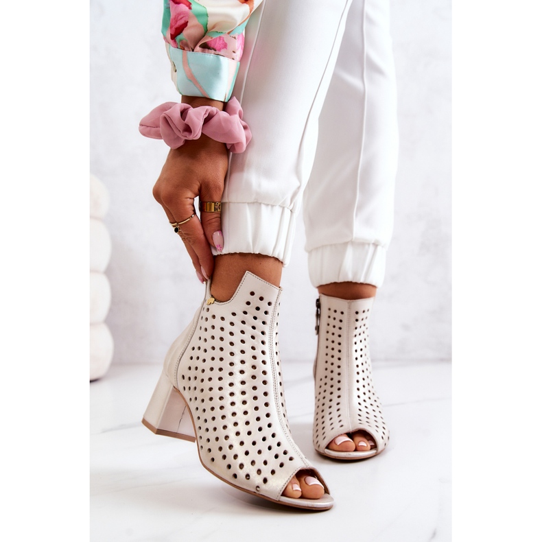 Bottines Cuir Ajourées Maciejka 05420-04 Beige 1
