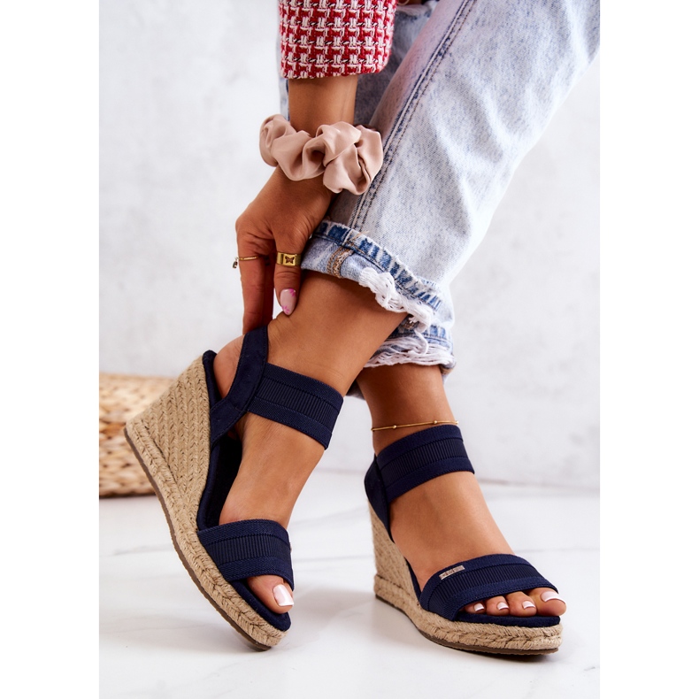 Sandales Compensées Femme Big Star JJ274977 Bleu Marine 2