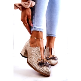 PA2 Escarpins en cuir élégants avec décoration Delaver beige 1 PA2 Escarpins en cuir élégants avec décoration Delaver beige 1