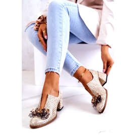 PA2 Escarpins en cuir élégants avec décoration Delaver beige 4