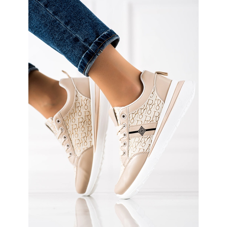 TRENDI Baskets élégantes beige brun 1