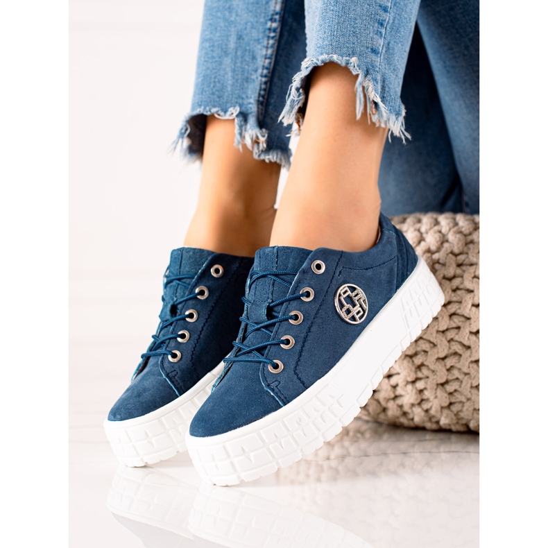 Filippo Baskets en cuir sur la plate-forme bleu 1