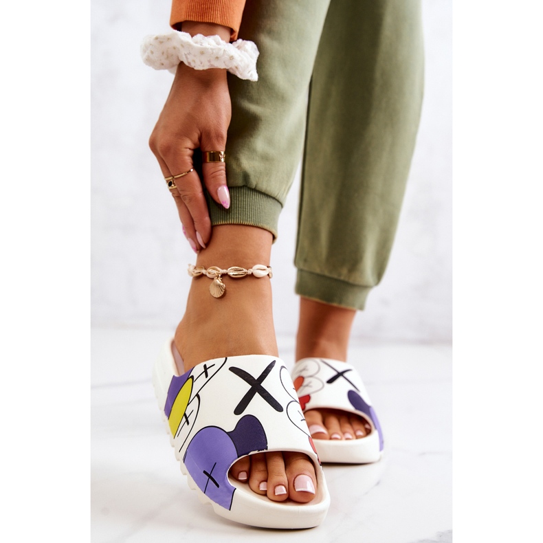 Chaussons Caoutchouc Imprimé Monstres Blancs blanche 1