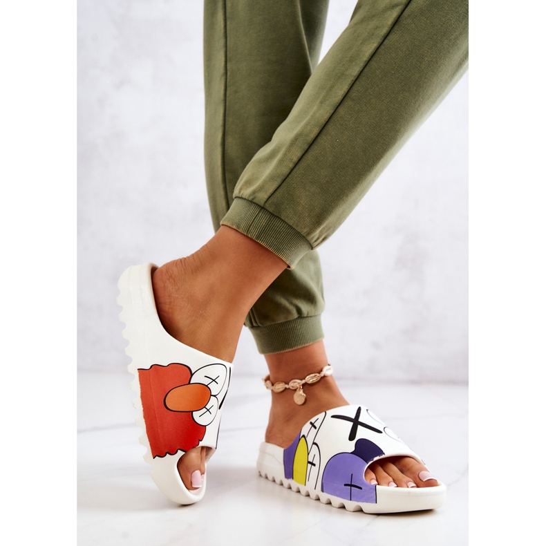 Chaussons Caoutchouc Imprimé Monstres Blancs 2