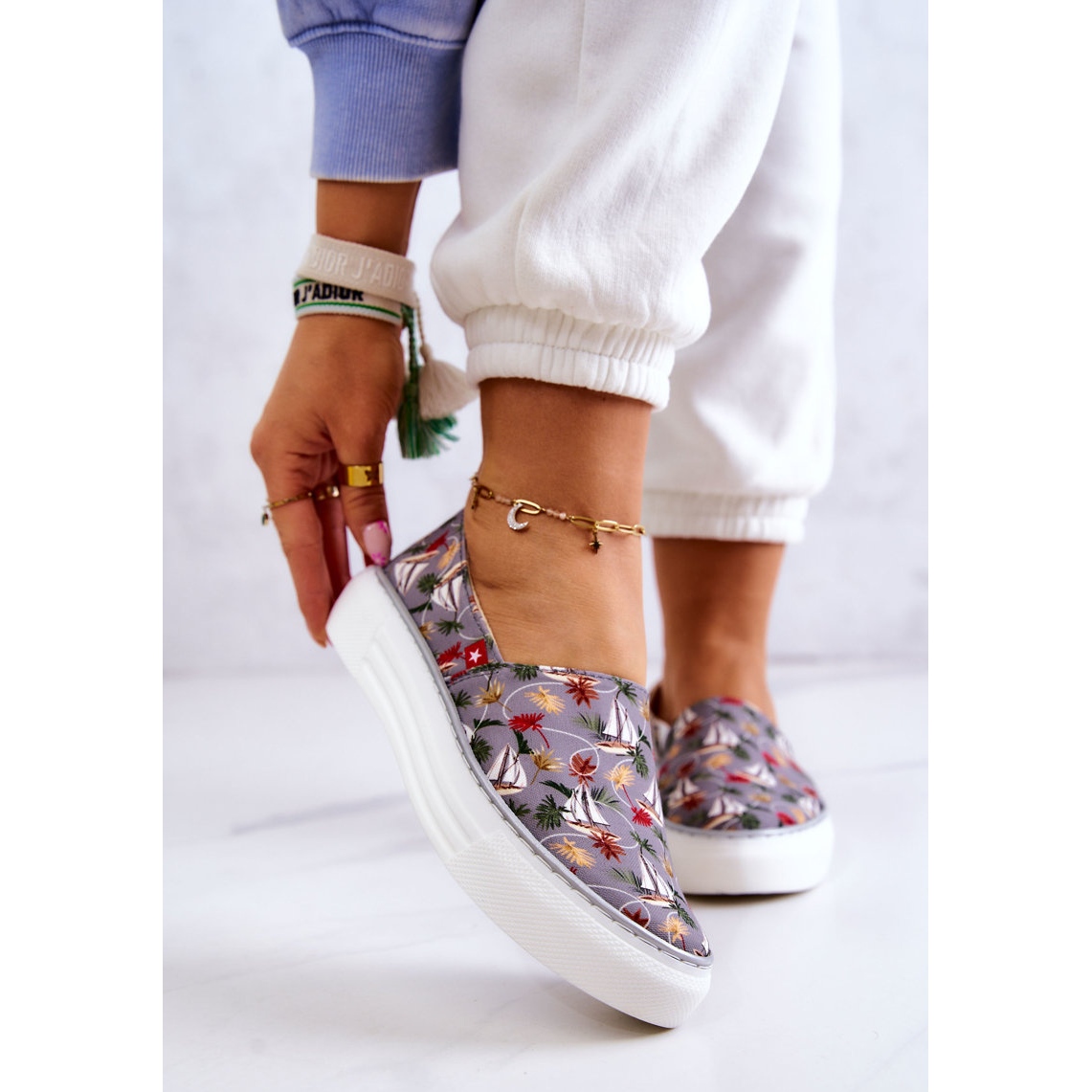 Slip on femme grise sales