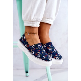 Baskets Femme Slip On Memory Foam Big Star JJ276016 Bleu Marine multicolore 7