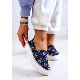 Baskets Femme Slip On Memory Foam Big Star JJ276016 Bleu Marine multicolore 1