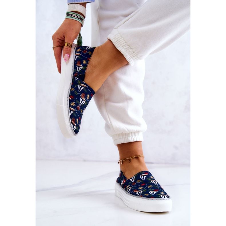 Baskets Femme Slip On Memory Foam Big Star JJ276016 Bleu Marine multicolore 2