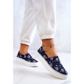 Baskets Femme Slip On Memory Foam Big Star JJ276016 Bleu Marine multicolore 4