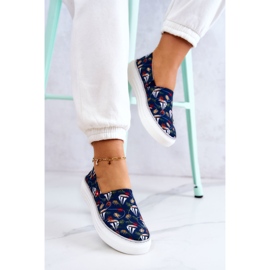 Baskets Femme Slip On Memory Foam Big Star JJ276016 Bleu Marine multicolore 5
