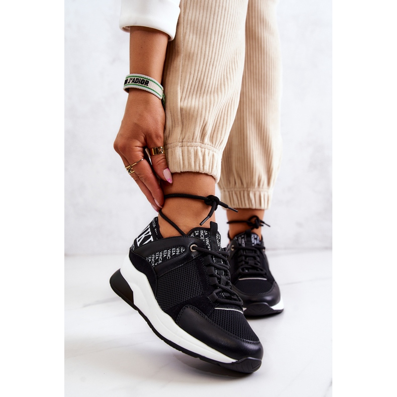 Vinceza Chaussures de Sport Baskets Compensées Noires Lorey 1