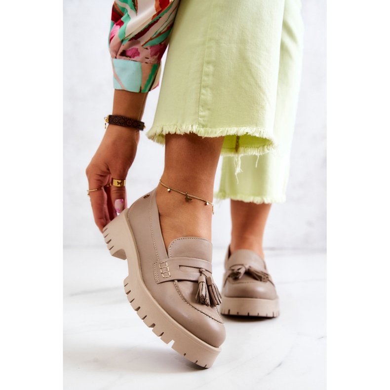 Chaussures en cuir pour femme Franges Maciejka 05497-04 Beige 2