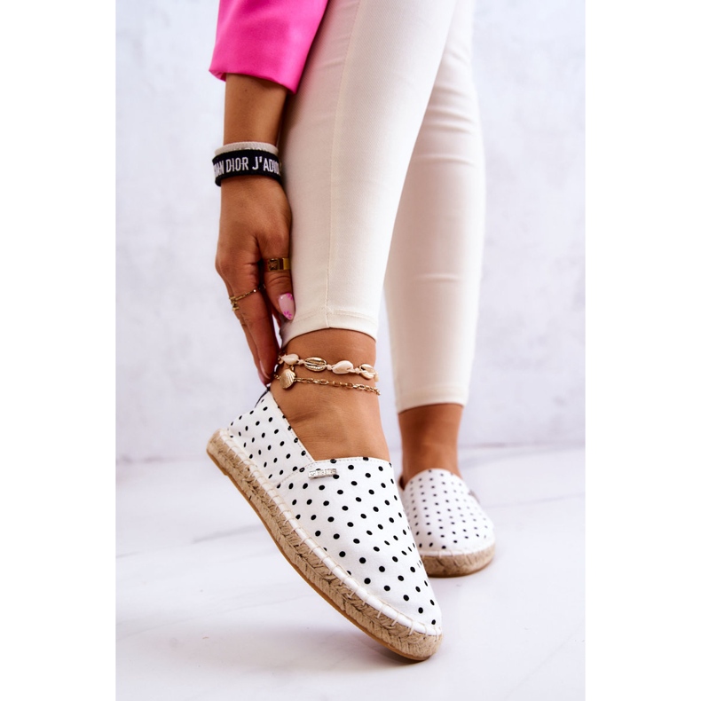 Espadrilles pour Femme à Pois Big Star JJ274870 Blanc 1