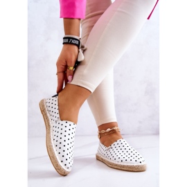 Espadrilles pour Femme à Pois Big Star JJ274870 Blanc blanche 2
