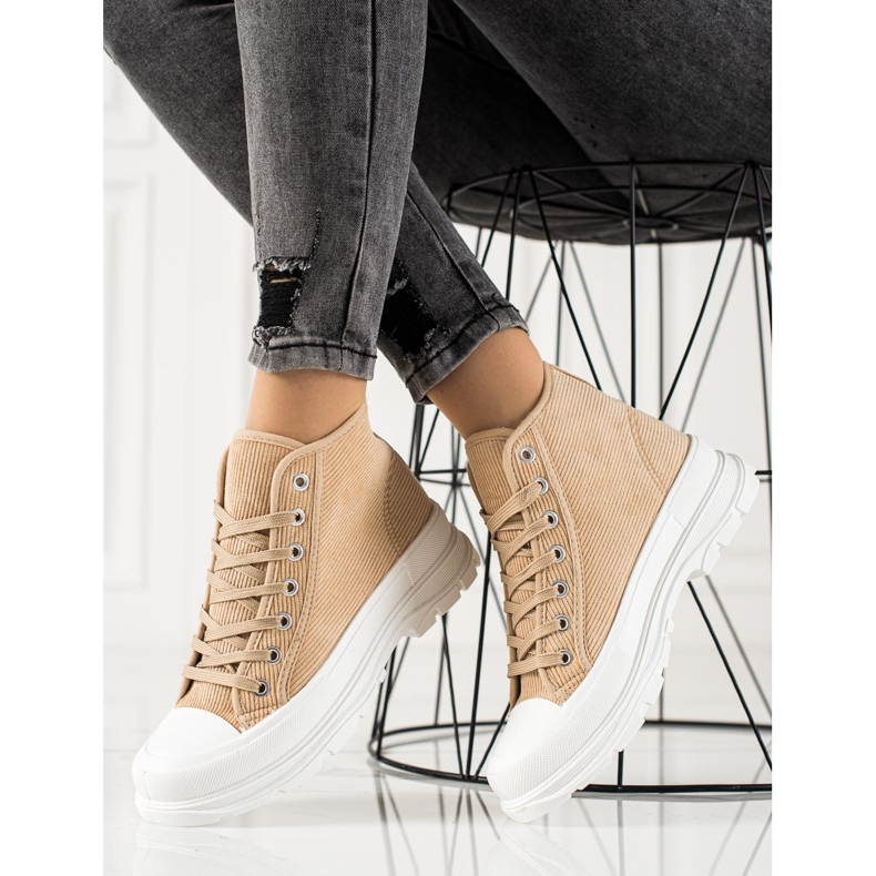 Sweet Shoes Baskets montantes en daim beige brun 1 Sweet Shoes Baskets montantes en daim beige brun 1