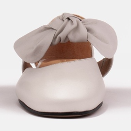 Marco Shoes Ballerines à nœud en cuir fleur blanc 1
