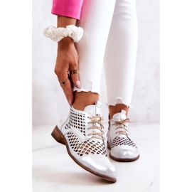 Boots Cuir Ajouré Nicole 2704/005 Blanc et Argent 1