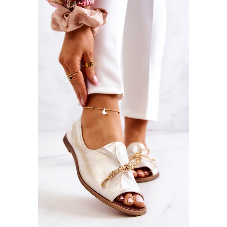 Ballerines Femme Cuir Nicole 2660/004 Blanc-Or 1