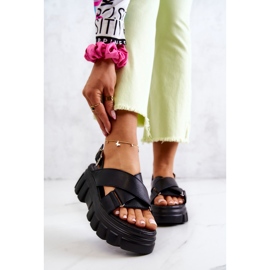 PE1 Sandales en cuir sur la plateforme Betti noire 1