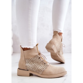 Lemar Bottines en Daim pour Femme avec Motif Serpent Beige Clair Sonroe 3