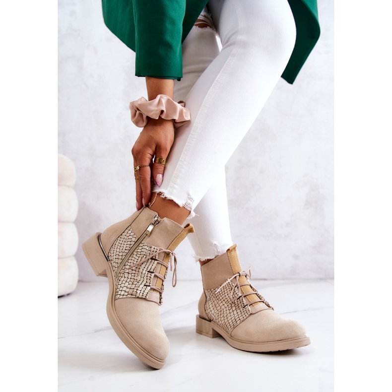 Lemar Bottines en Daim pour Femme avec Motif Serpent Beige Clair Sonroe 2