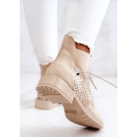 Lemar Bottines en Daim pour Femme avec Motif Serpent Beige Clair Sonroe 4