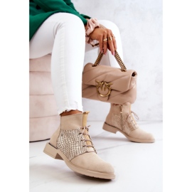 Lemar Bottines en Daim pour Femme avec Motif Serpent Beige Clair Sonroe 5